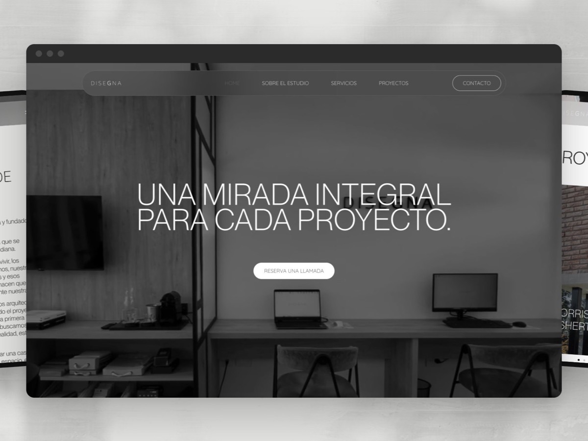 Website for Estudio Disegna designed by LIS, with a button to book a call